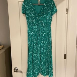 Beautiful midi teal/green and white dress with buttons